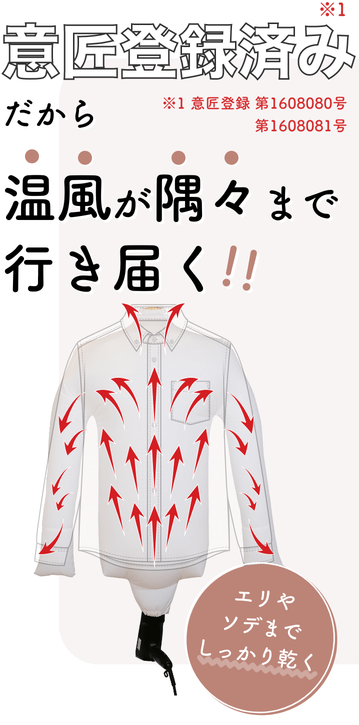 温風が隅々まで行き届く